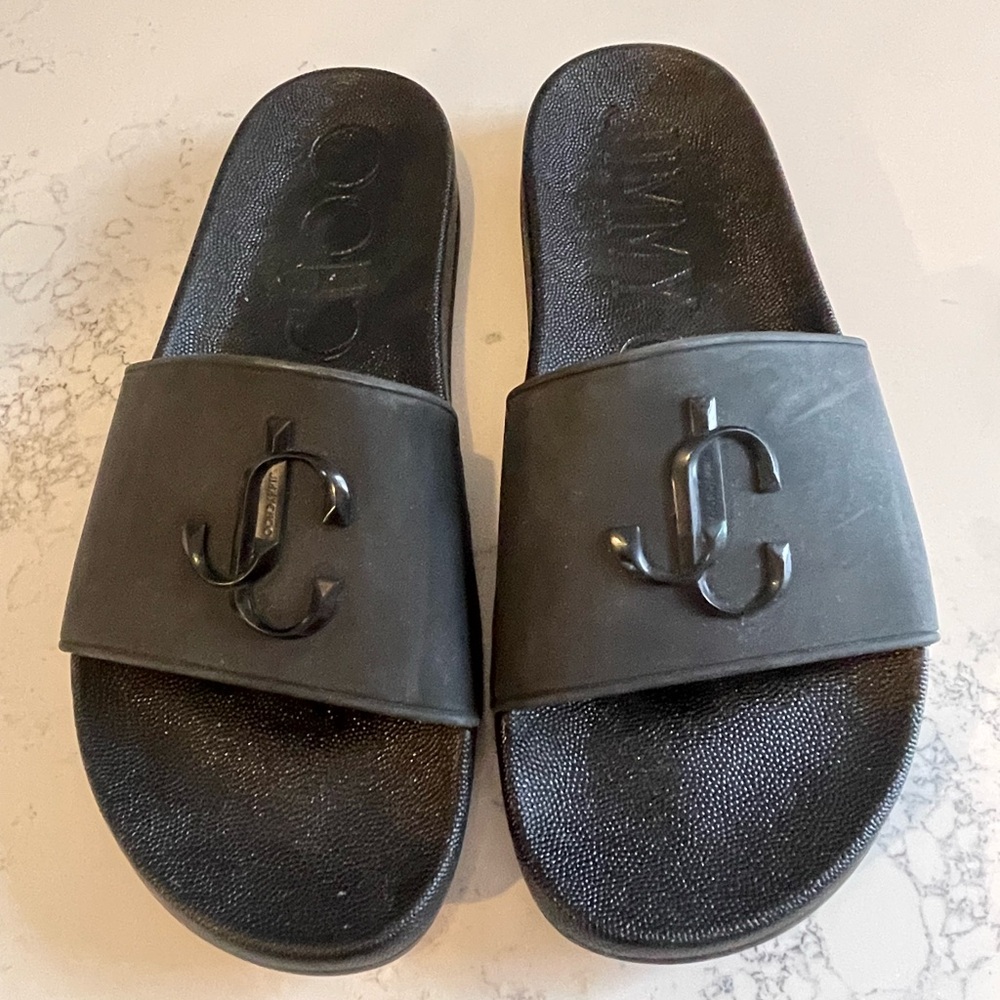 Jimmy Choo Black Logo Slides